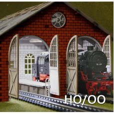 PS- LS-009 HO/OO Laser-Cut Double Engine Loco Shed Kit